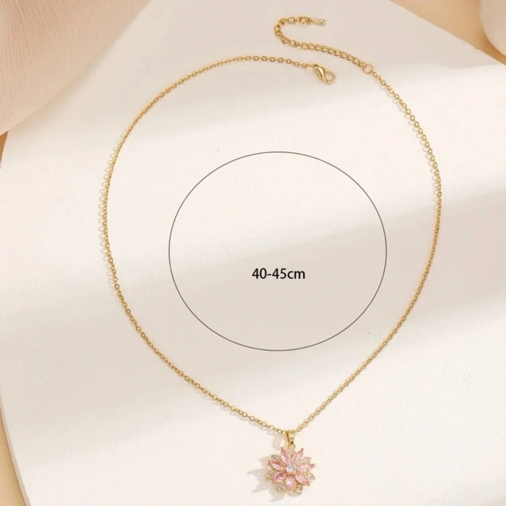 Floral Radiance Rhinestone Pendant Necklace - Picture 3 of 5